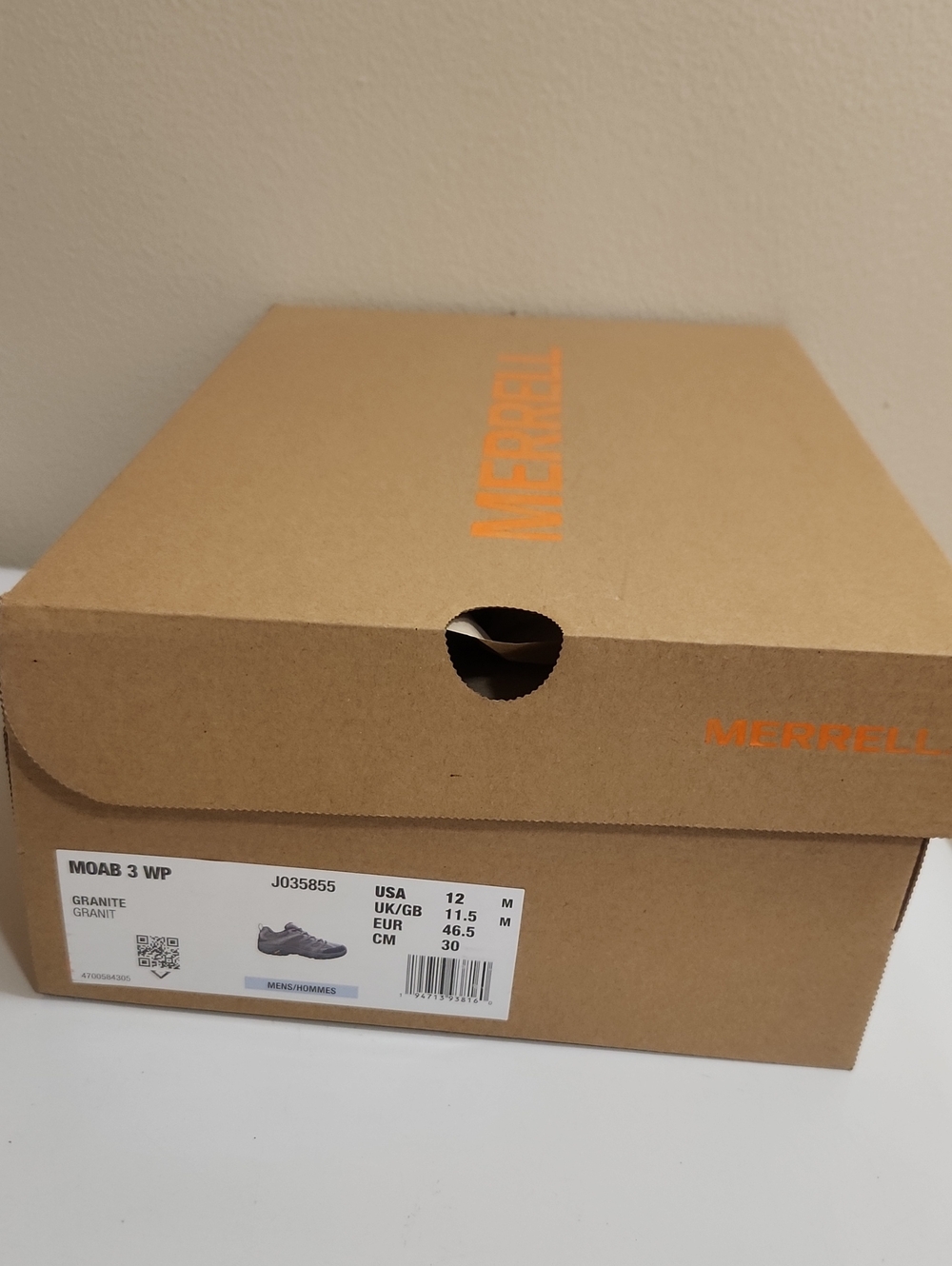 Merrell Moab 3 WP Waterproof Trail Hiking Shoes Granite Vibram Men's 12 - Picture 13 of 13